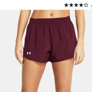 Under Armour Women's Burgundy Maroon 3” lined running Athletic Shorts